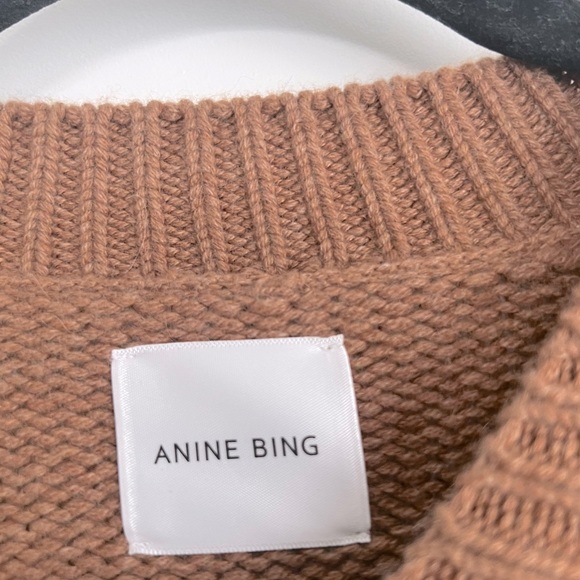 ANINE BING Rosie Cashmere Crewneck Oversized Sweater Camel - Picture 7 of 9